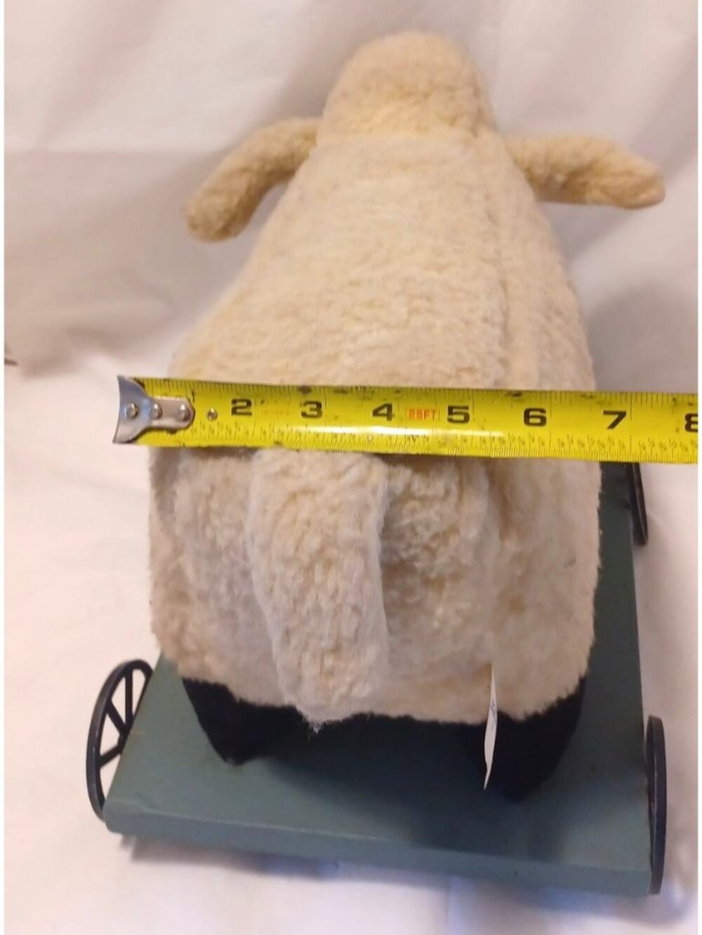 Vtg Country Farmhouse Sheep Lamb on Wheels Wood Twine Pull Toy Decor Snuggler - Picture 14 of 15